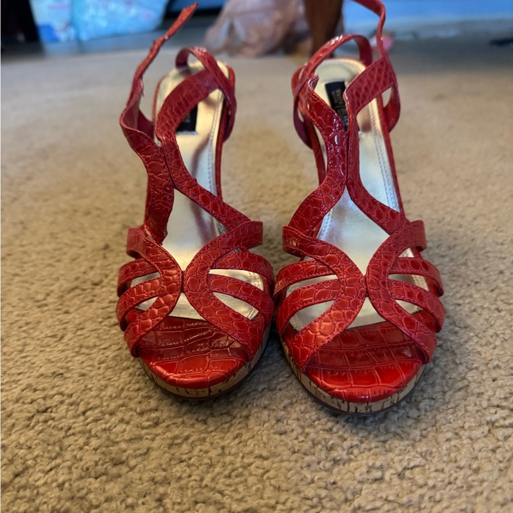 White House Black Market Vibrant Red Strappy Sandals